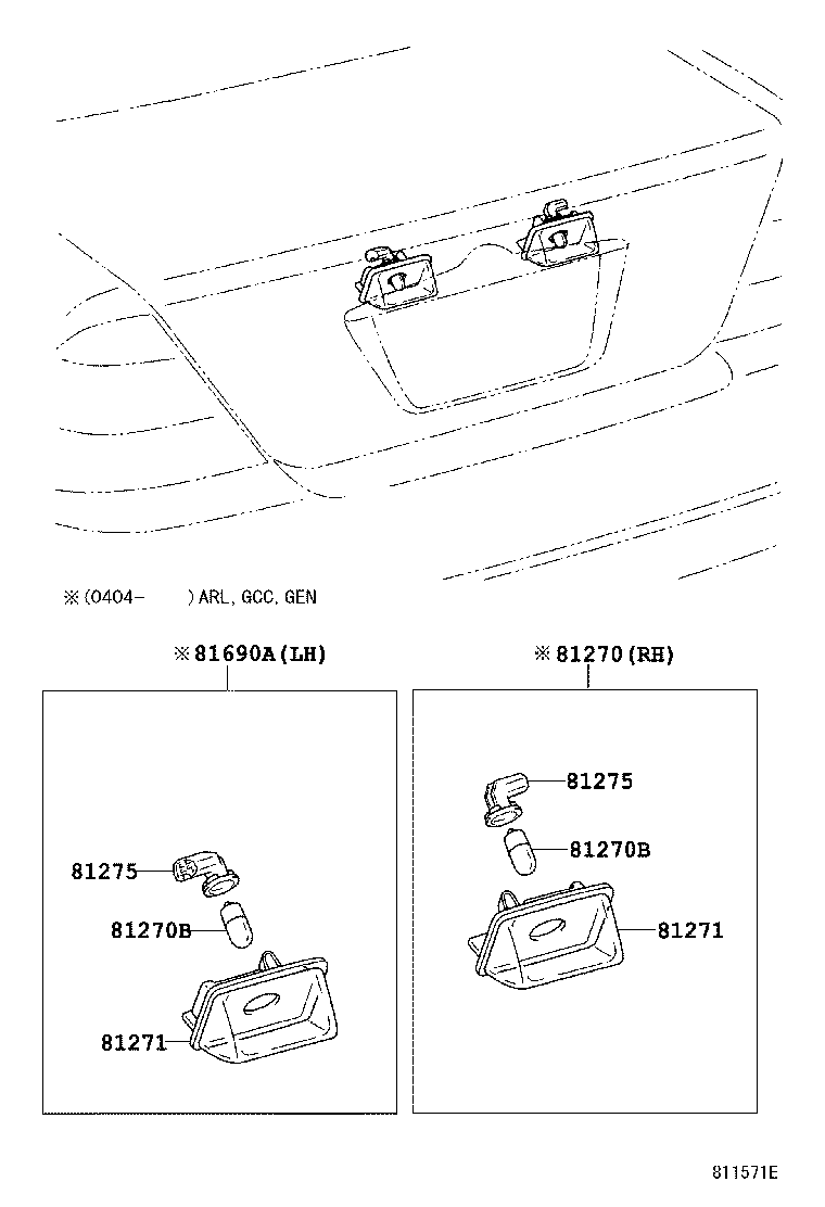 81270-12502 LAMP ASSY, LICENSE PLATE product image