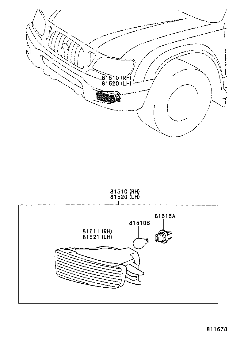 81511-04080 LENS, FRONT TURN SIGNAL LAMP, RH product image