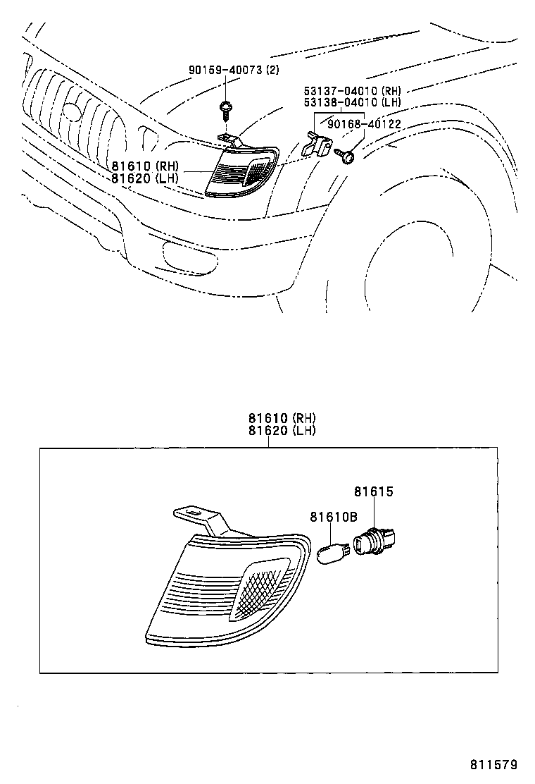 81610-04080 LAMP ASSY, PARKING & CLEARANCE, RH product image