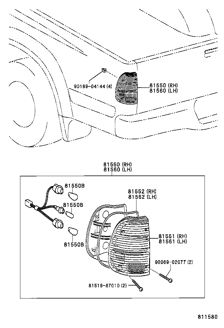 81550-04030 LAMP ASSY, REAR COMBINATION, RH product image