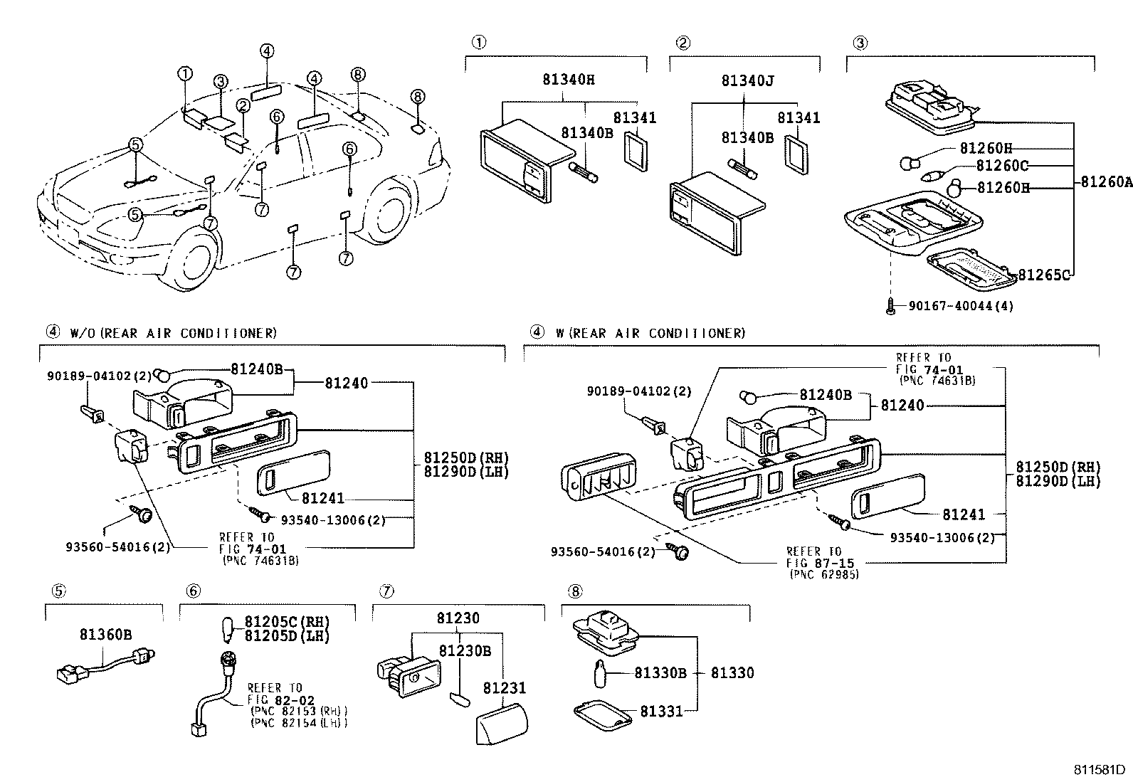 Toyota 81240-50090-A0 LAMP ASSY, ROOM, NO.1
