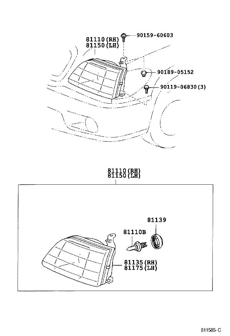 Toyota 81150-0C031 HEADLAMP ASSY, LH