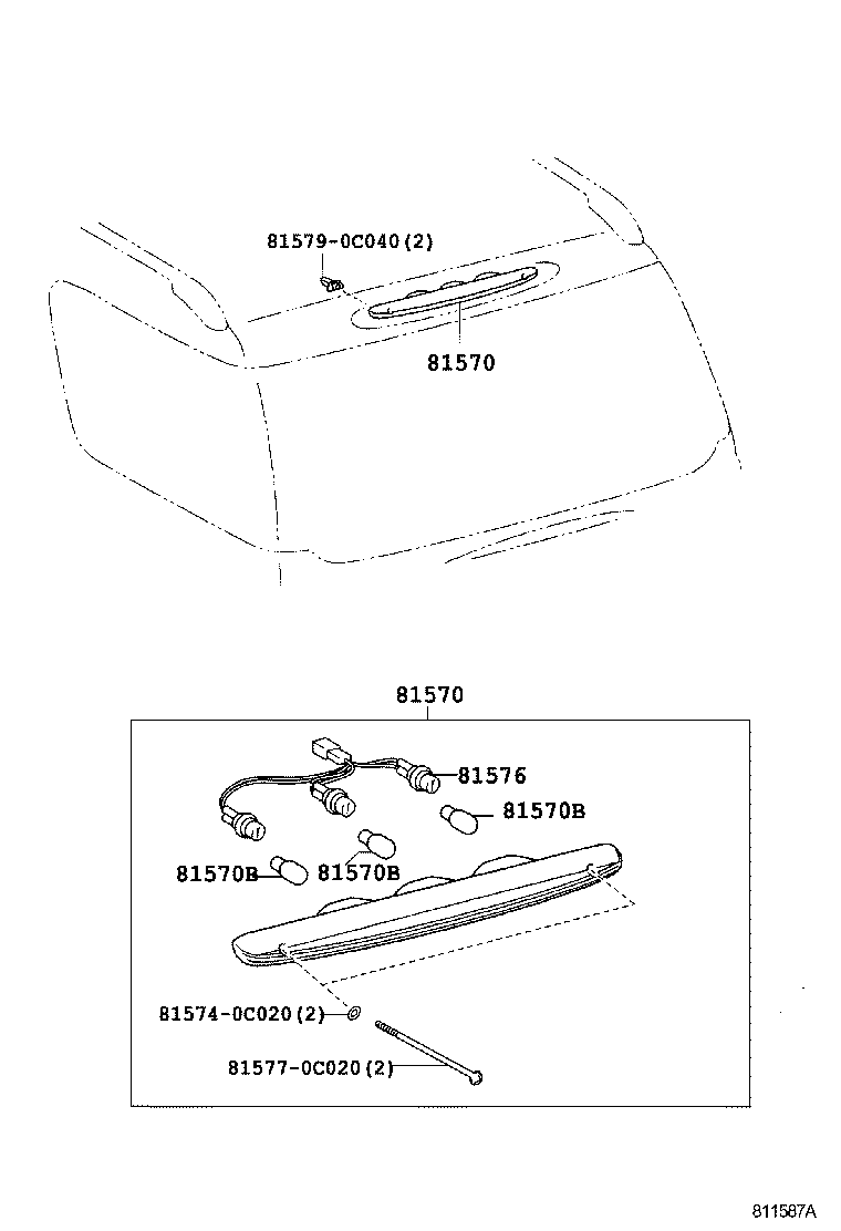 Toyota 90080-81095 BULB (FOR CENTER STOP LAMP)