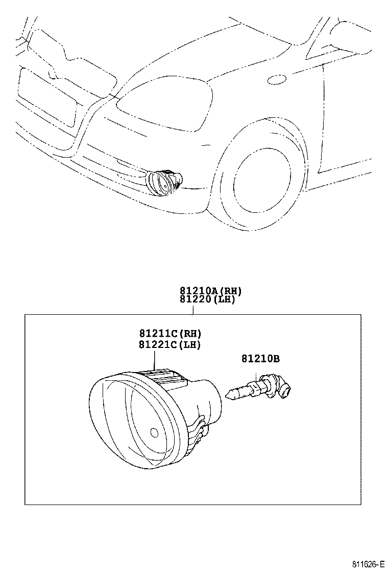 81211-52051 LAMP UNIT, FOG LAMP, RH product image