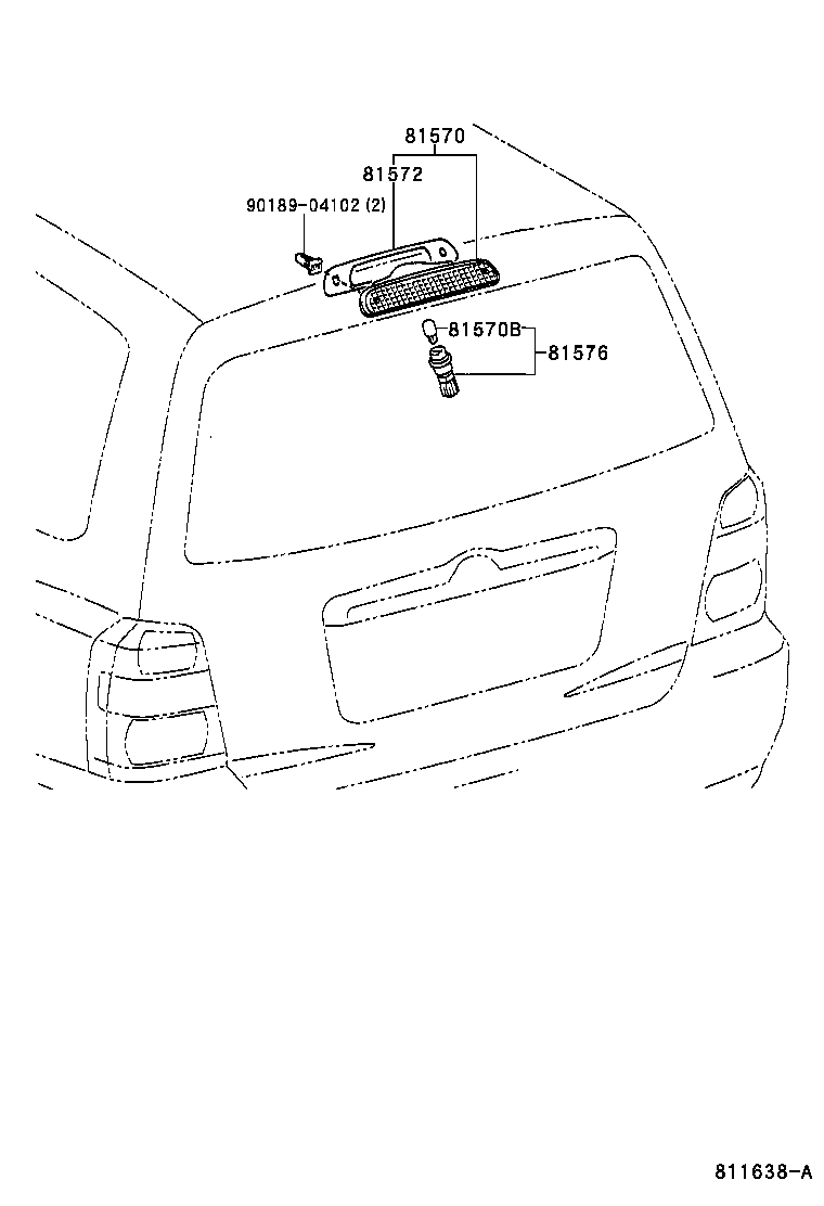 Toyota 81570-48040 LAMP ASSY, CENTER STOP