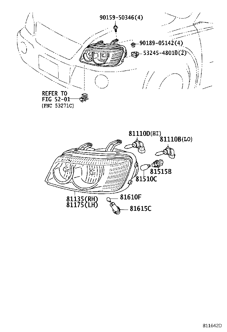 81185-48290 UNIT ASSY, HEADLAMP, LH product image