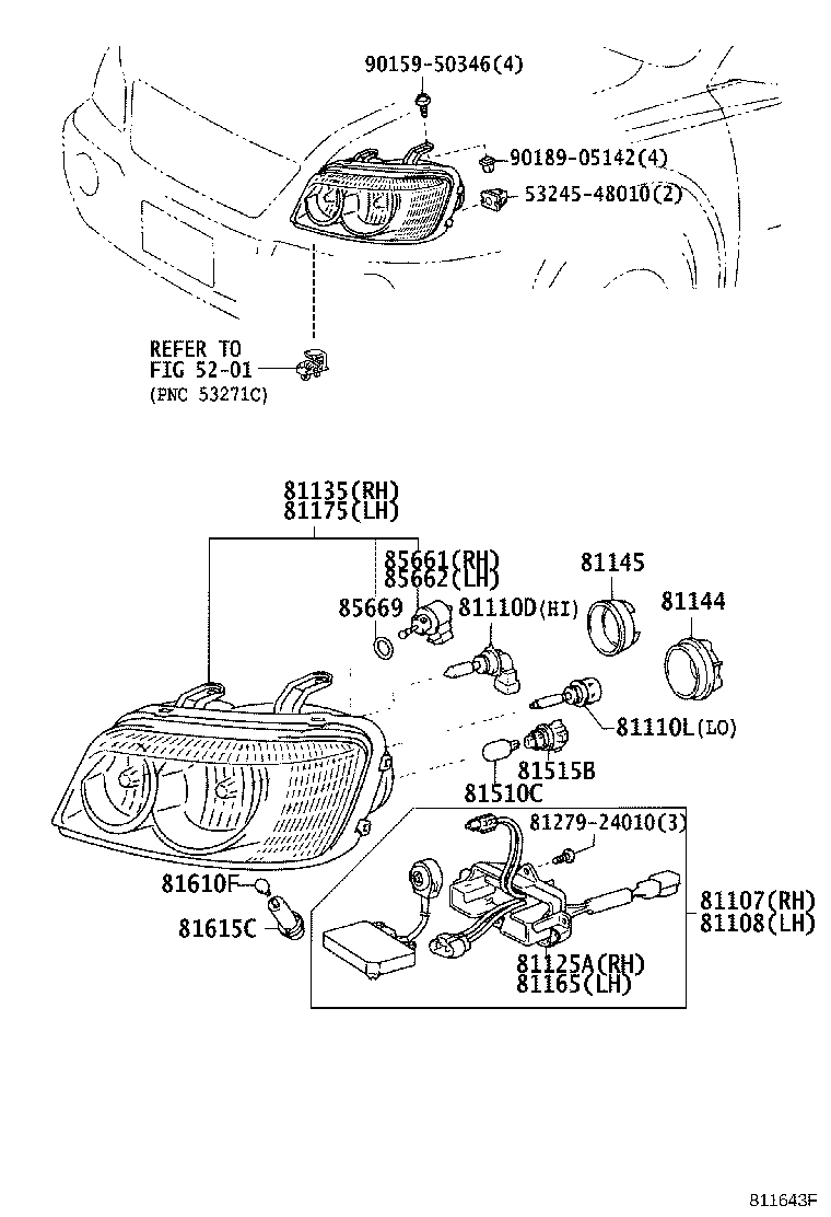 81185-48290 UNIT ASSY, HEADLAMP, LH product image