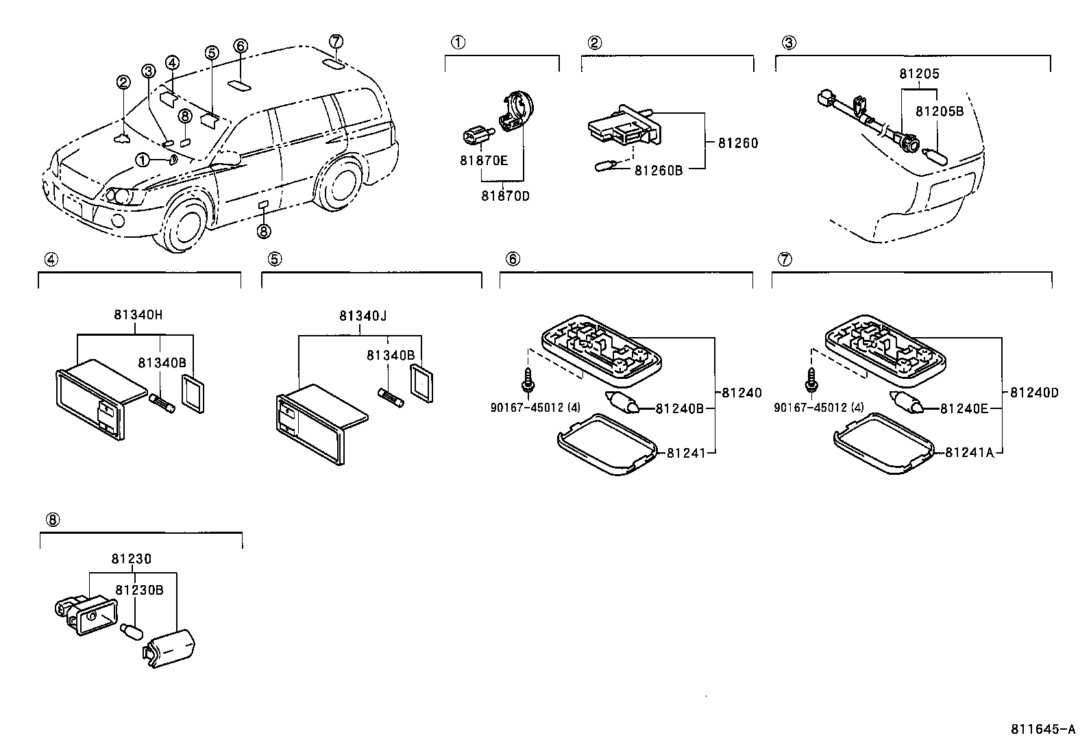Toyota 81240-22120-B4 LAMP ASSY, ROOM, NO.1
