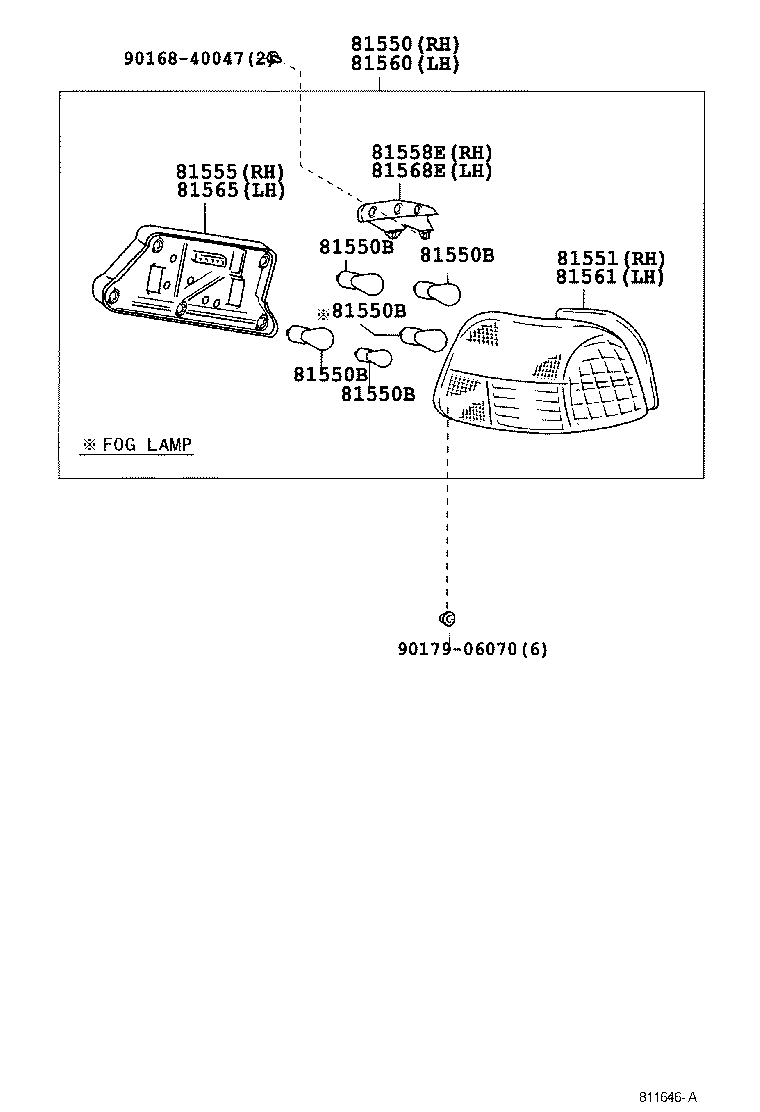 81550-05080 LAMP ASSY, REAR COMBINATION, RH product image