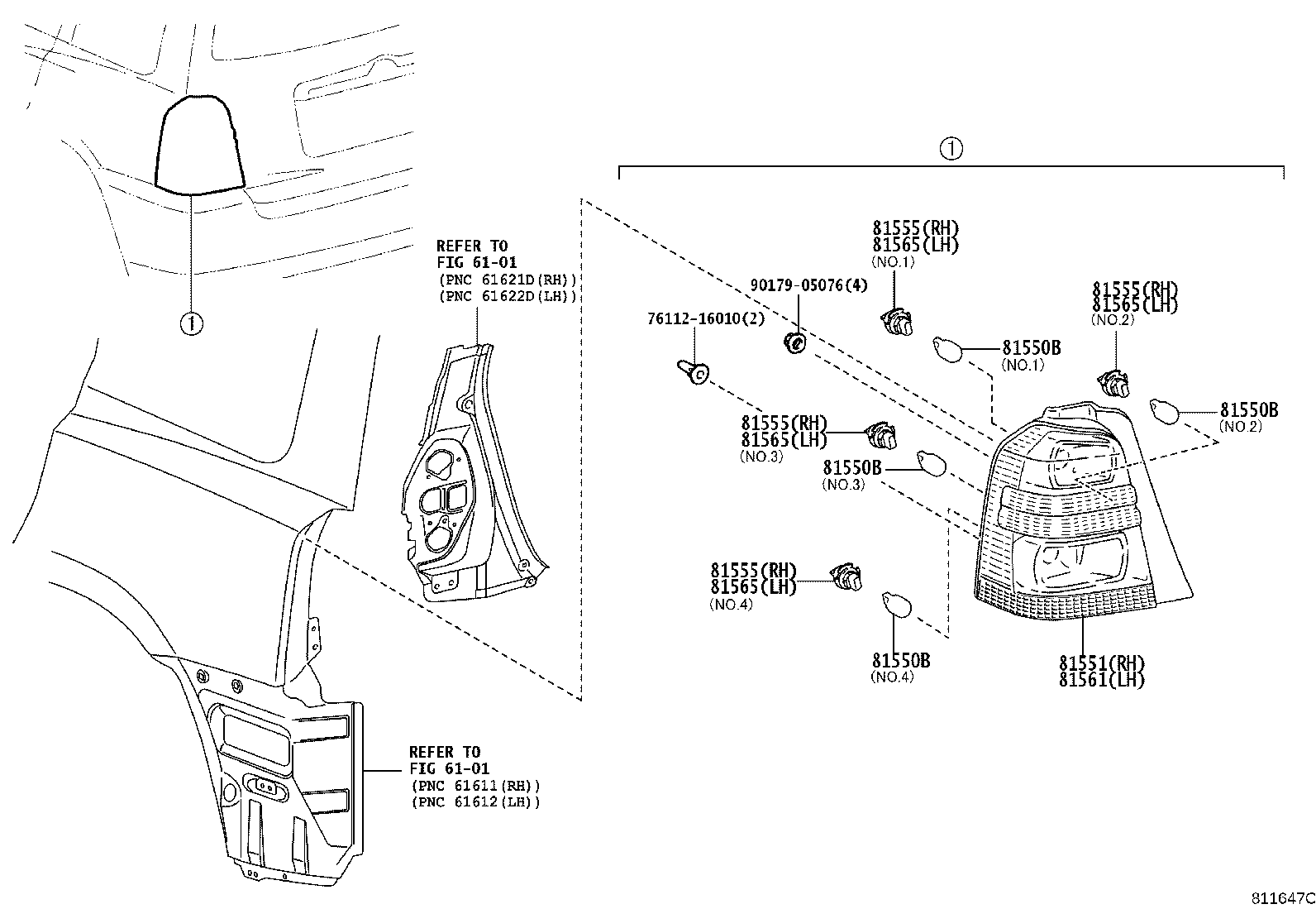 81561-48040 LENS, REAR COMBINATION LAMP, LH product image