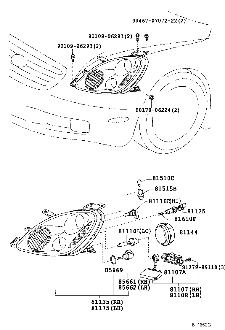 Toyota 81140-24151 UNIT ASSY, HEADLAMP, RH