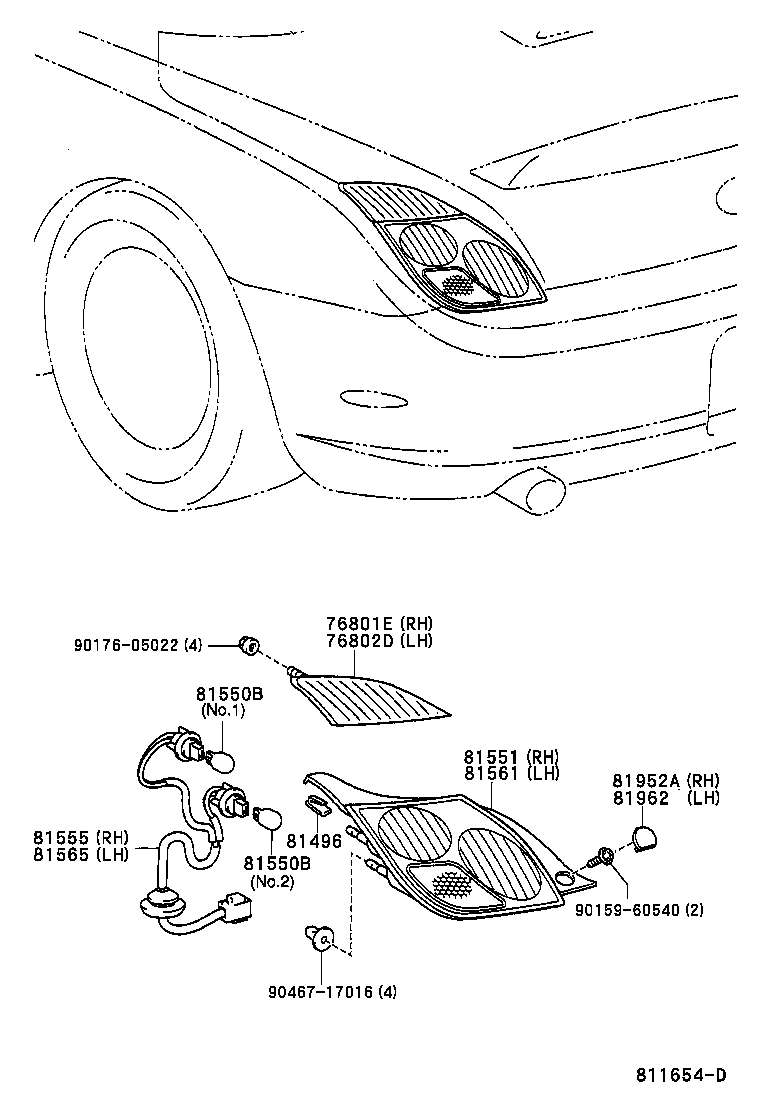 Toyota 81496-24020 GUIDE, REAR COMBINATION LAMP