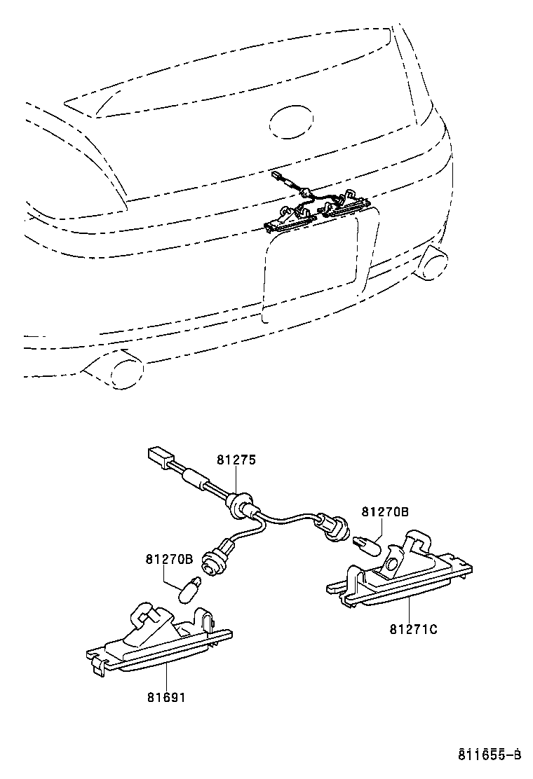 Toyota 81275-0W020 SOCKET AND WIRE, LICENSE PLATE LAMP