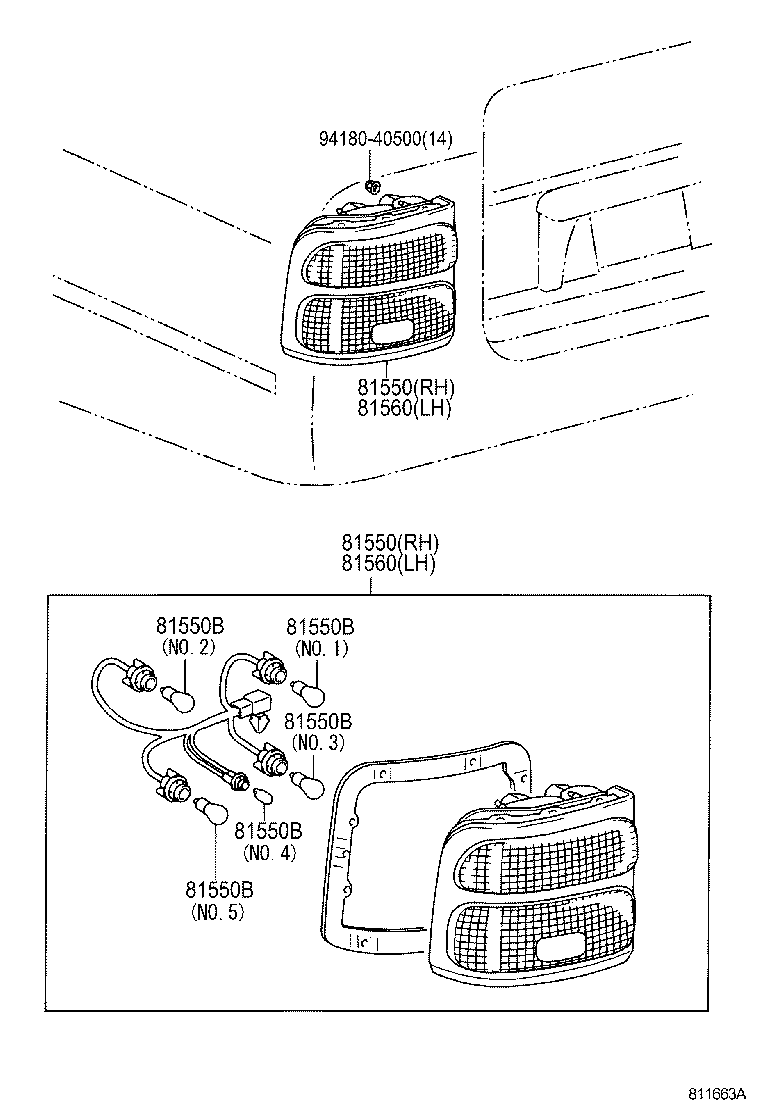 81550-36360 LAMP ASSY, REAR COMBINATION, RH product image