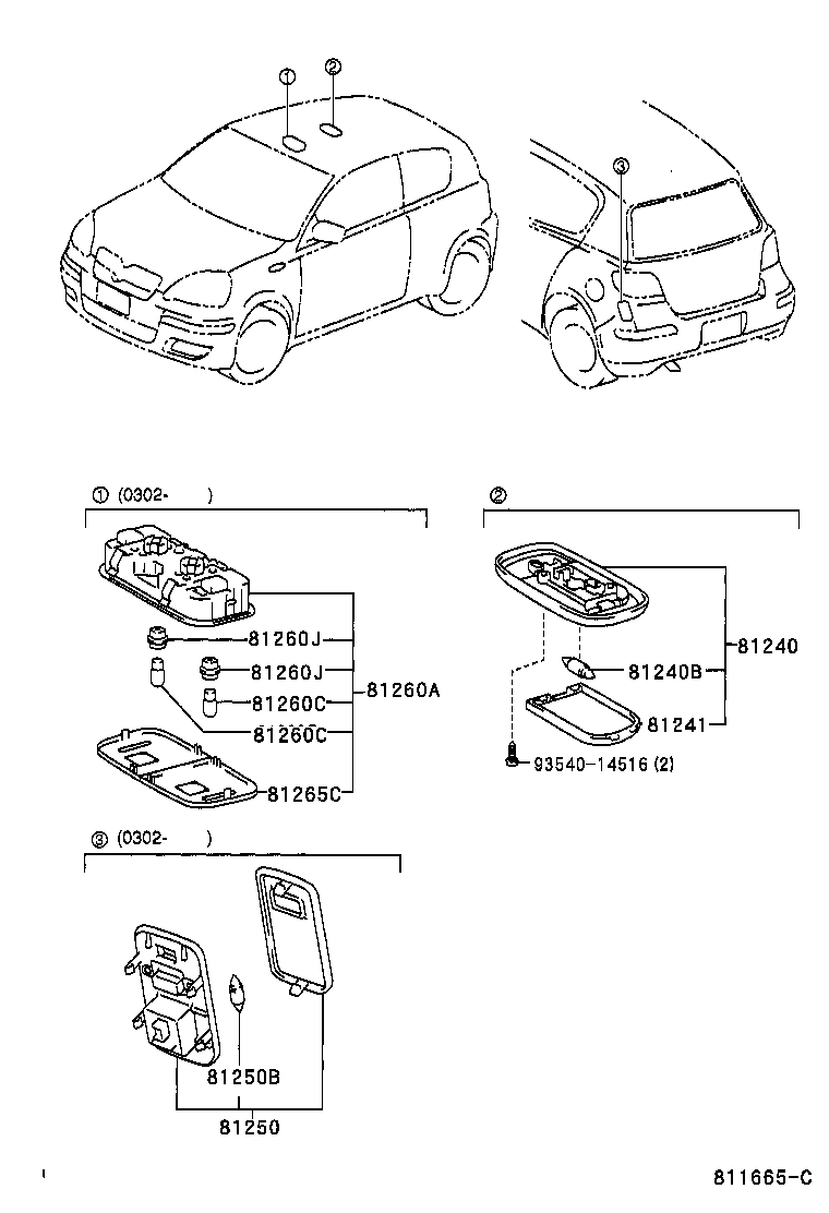 Toyota 81240-05030-B2 LAMP ASSY, ROOM, NO.1