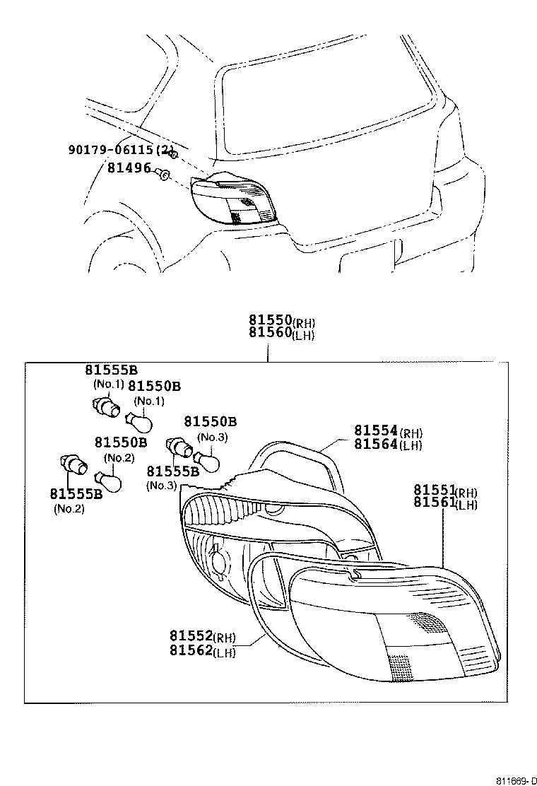 Toyota 81496-0D010 GUIDE, REAR COMBINATION LAMP