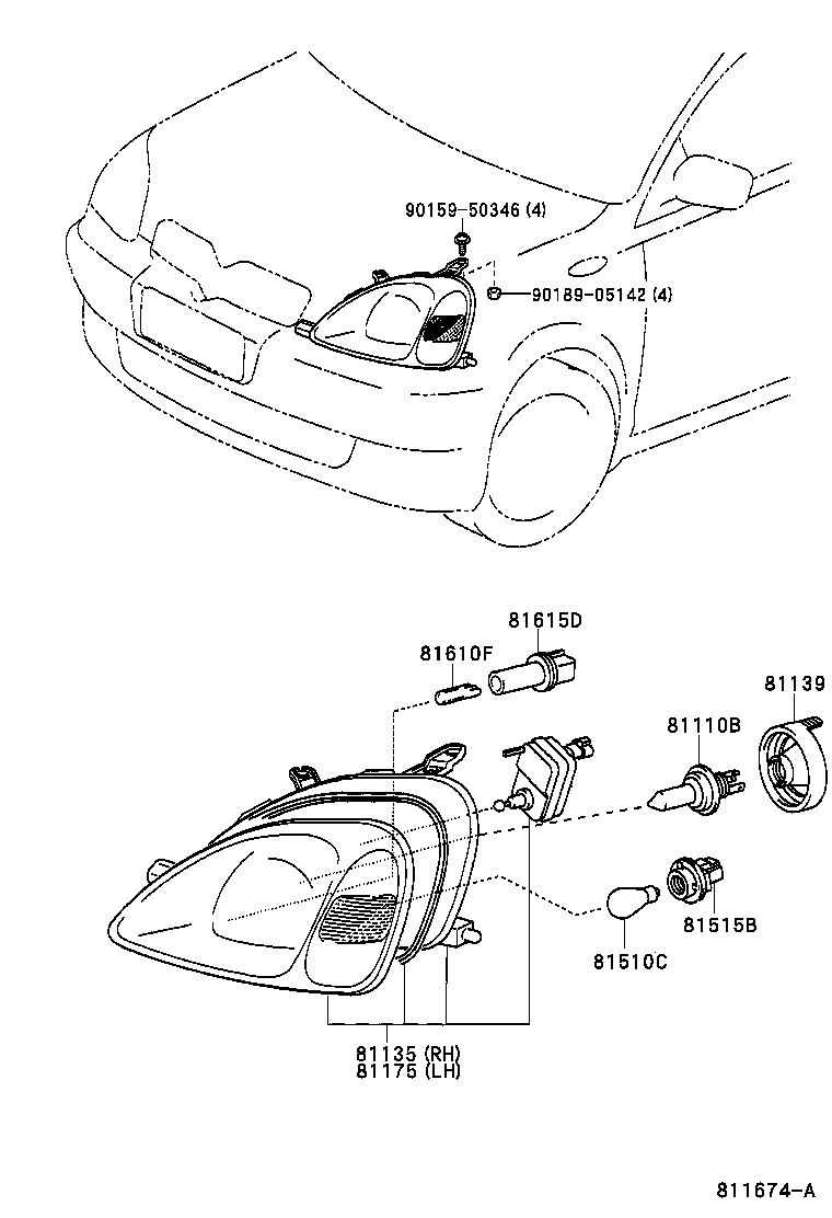 Toyota 90069-81051 SOCKET, CLEARANCE LAMP
