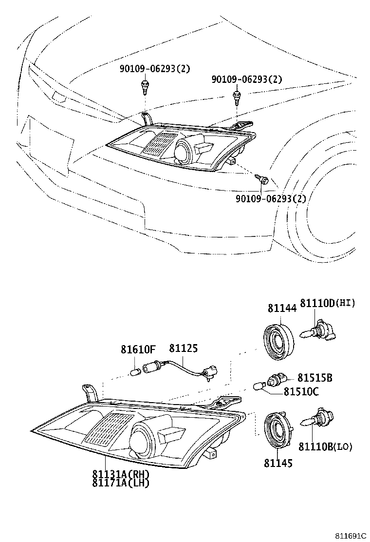 90075-99062 COVER, HEADLAMP, NO.2 product image
