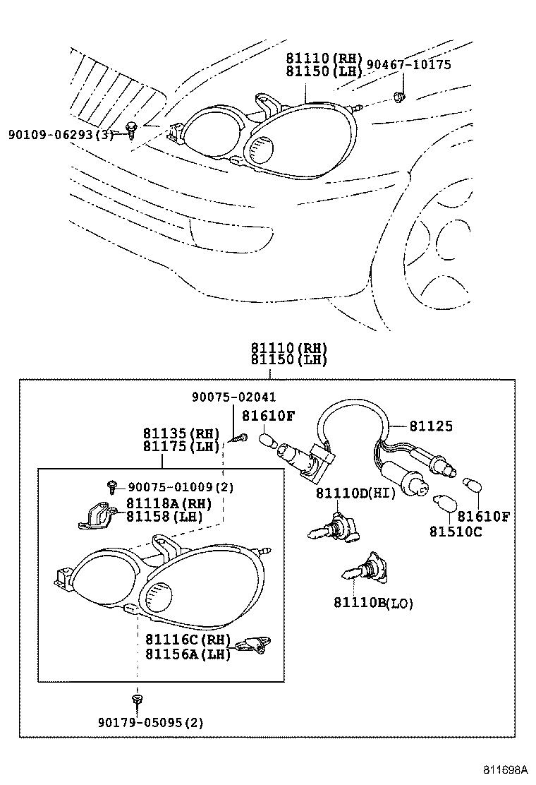 81130-30871 UNIT ASSY, HEADLAMP, RH product image