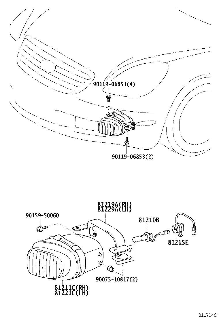 81211-24060 LAMP UNIT, FOG LAMP, RH product image
