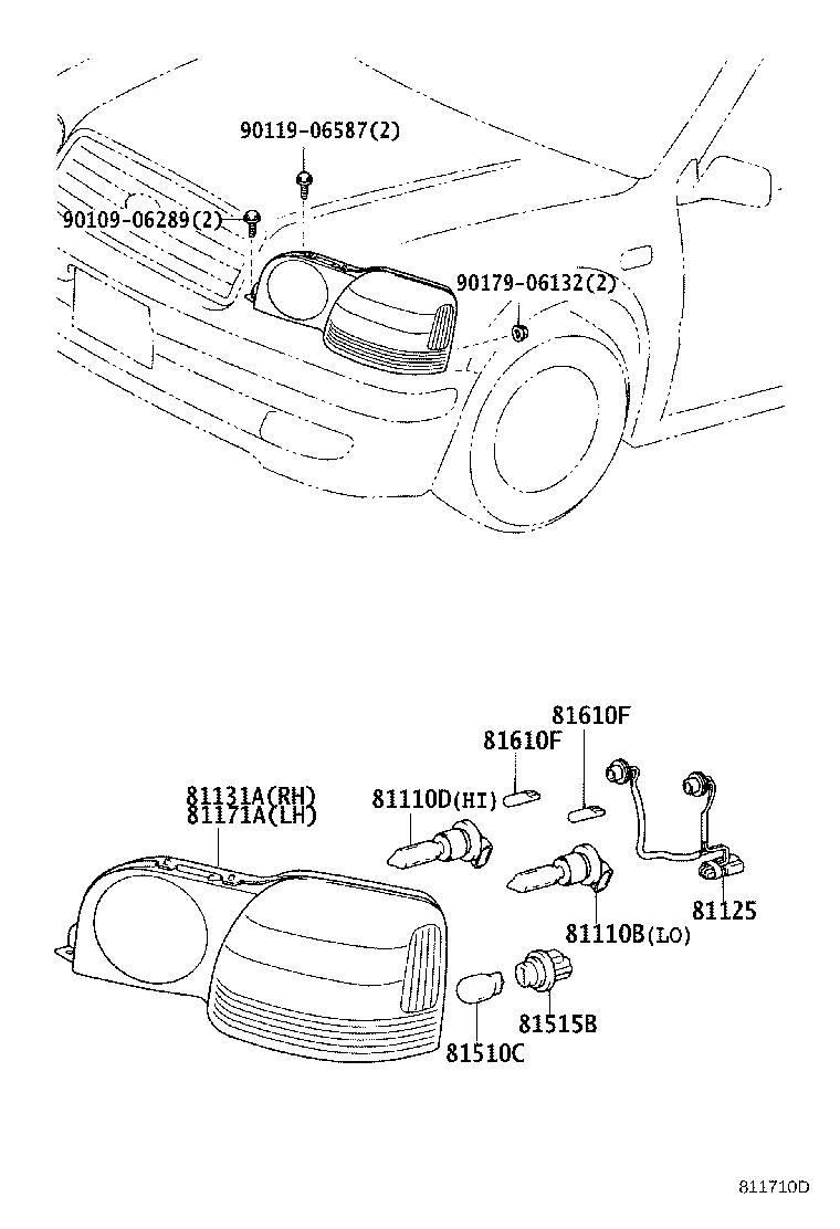 81145-51110 UNIT ASSY, HEADLAMP, RH product image