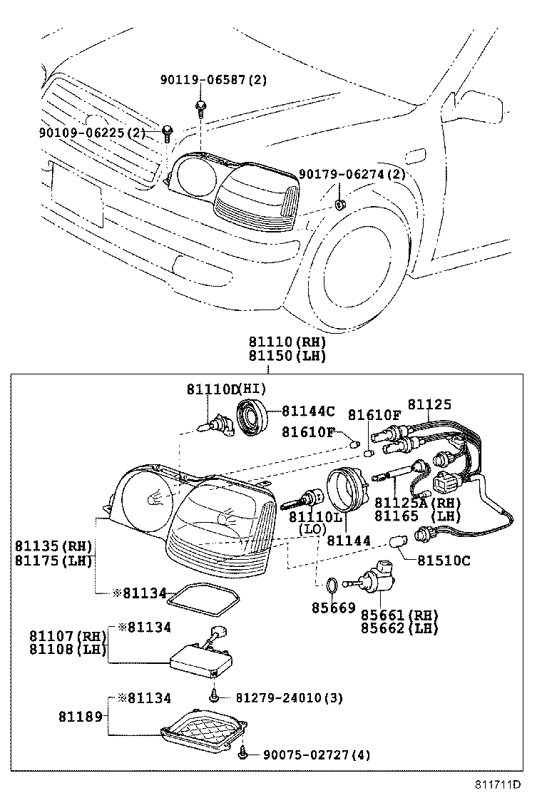 81145-51110 UNIT ASSY, HEADLAMP, RH product image