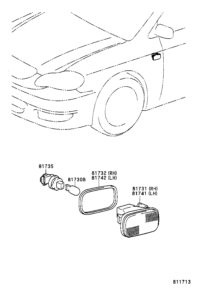 81730-0B020 LAMP ASSY, SIDE TURN SIGNAL, RH product image