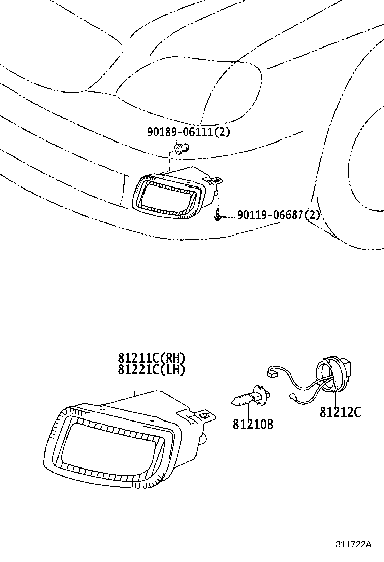 81211-44050 LAMP UNIT, FOG LAMP, RH product image