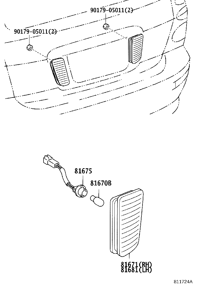 81671-44010 LENS, BACK-UP LAMP, RH product image