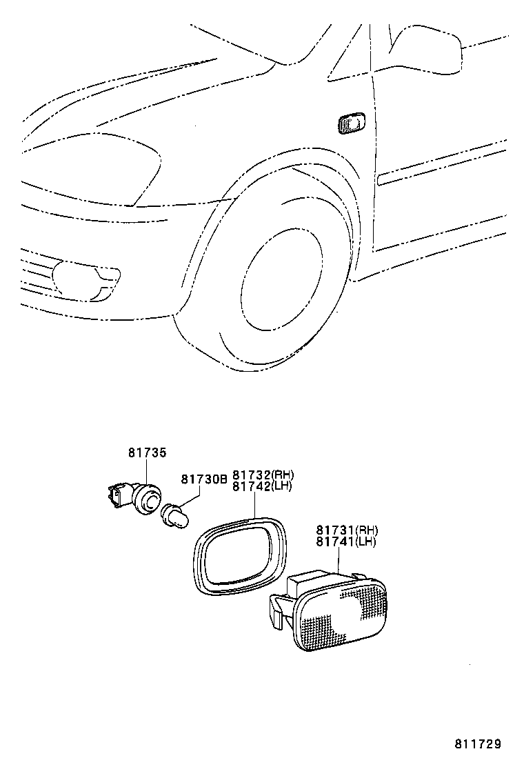 81730-20221 LAMP ASSY, SIDE TURN SIGNAL, RH product image
