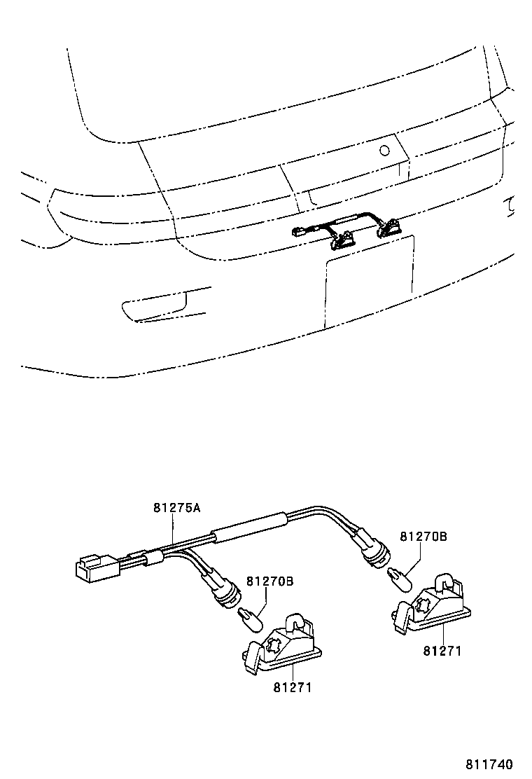 81275-44040 CORD, LICENSE PLATE LAMP product image