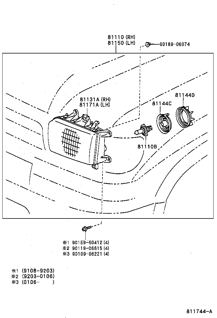 Toyota 81150-35230 HEADLAMP ASSY, LH