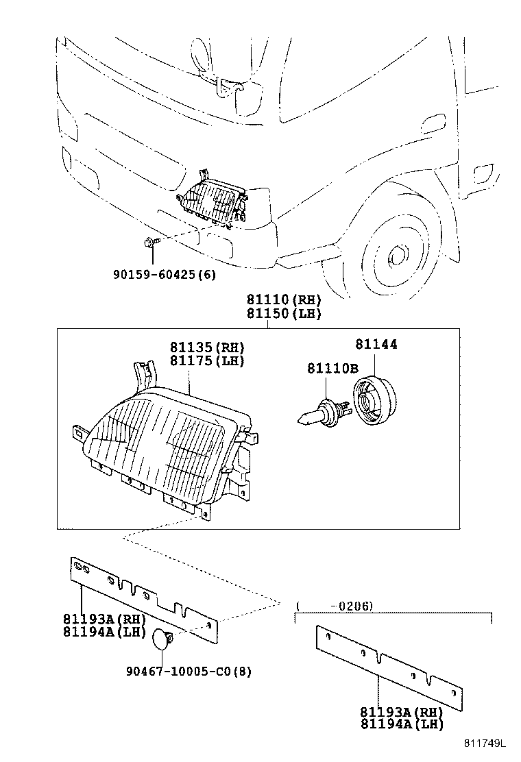 81130-37352 UNIT, HEADLAMP, RH product image