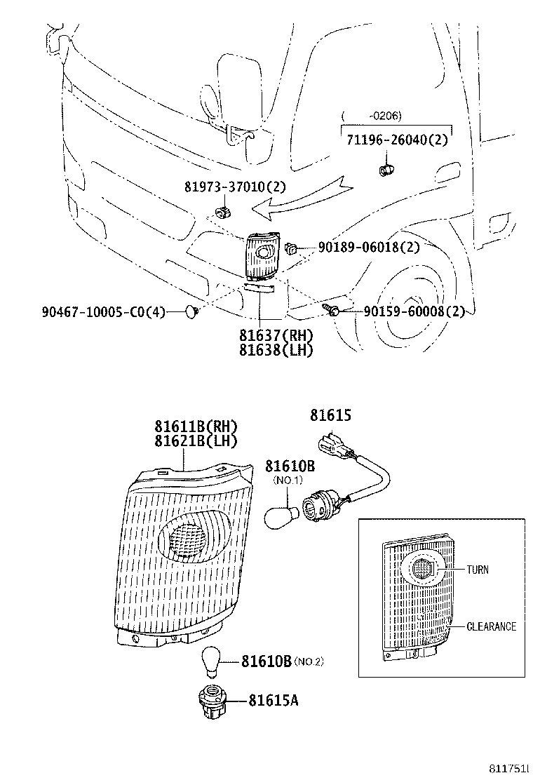 81638-37011 PROTECTOR, CLEARANCE LAMP, LH product image