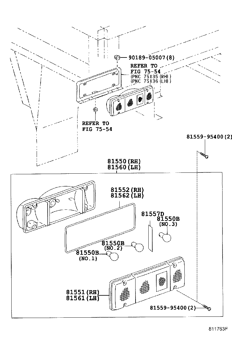 81560-25140 LAMP ASSY, REAR COMBINATION, LH product image