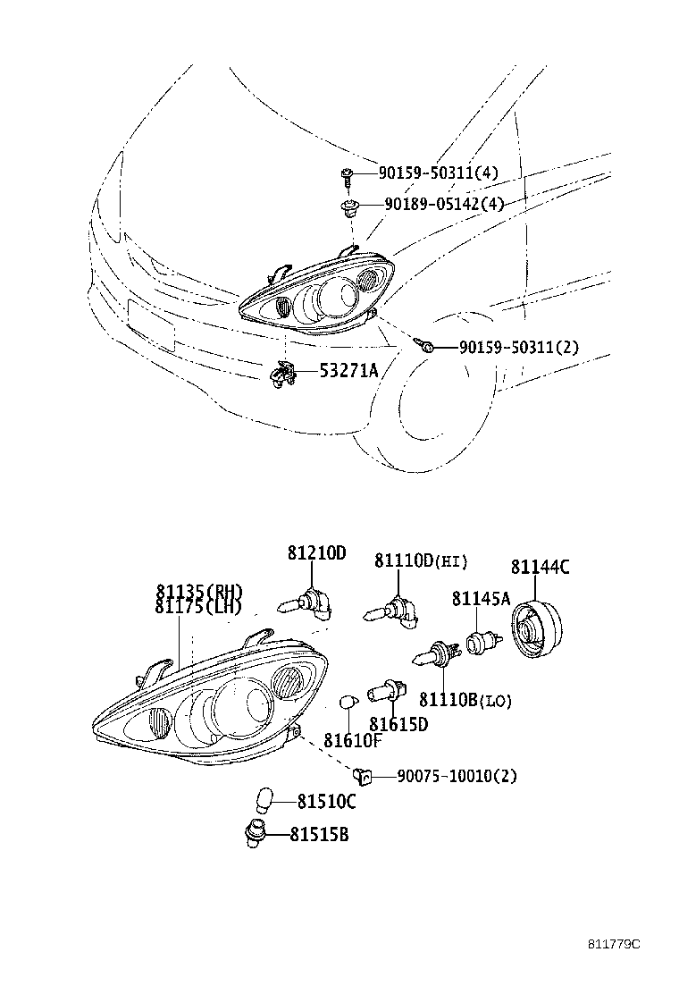 81070-28530 UNIT ASSY, HEADLAMP, LH product image