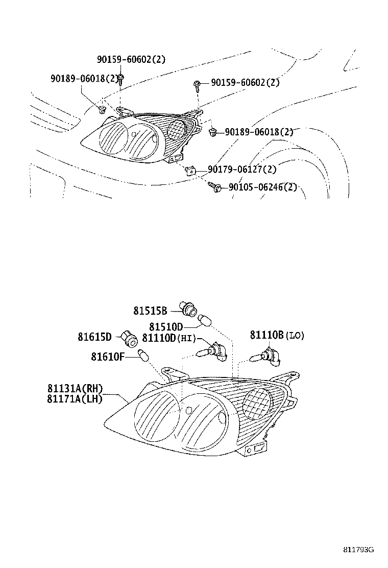 81145-13380 UNIT ASSY, HEADLAMP, RH product image