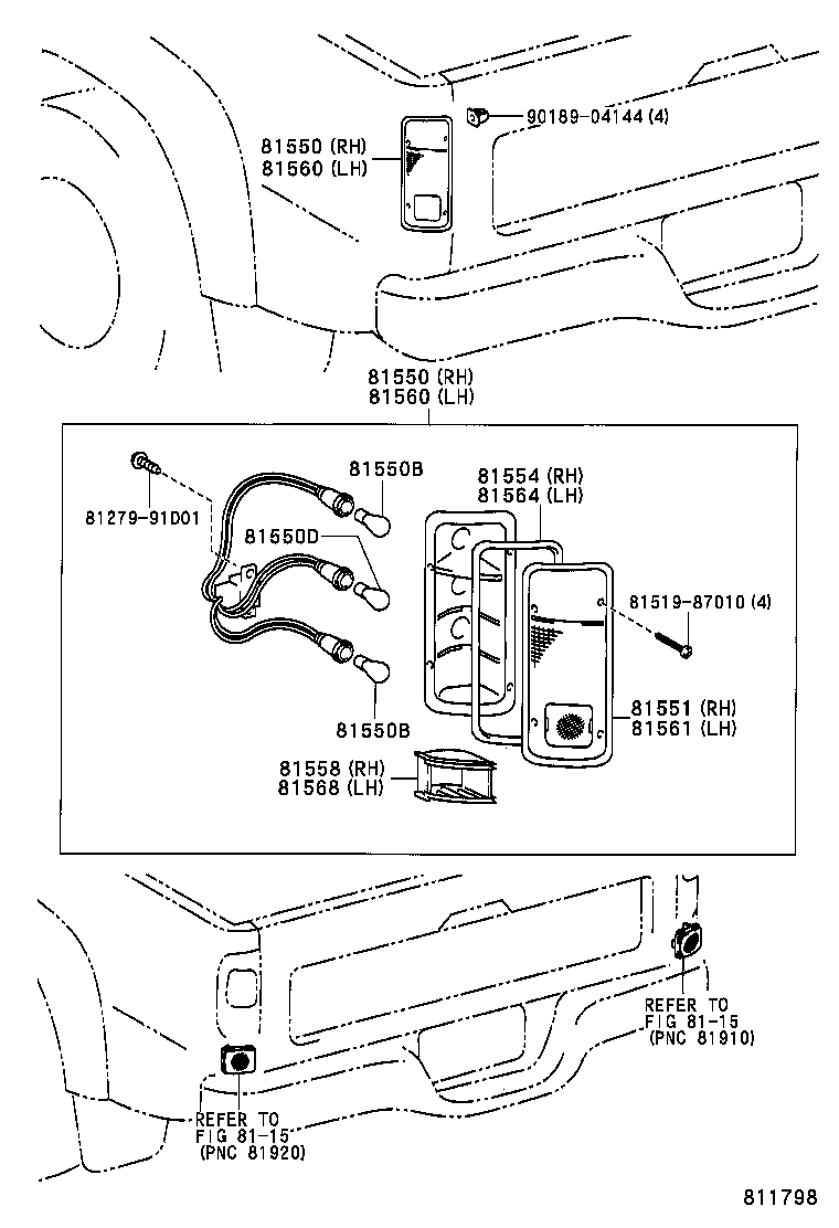 81550-35150 LAMP ASSY, REAR COMBINATION, RH product image