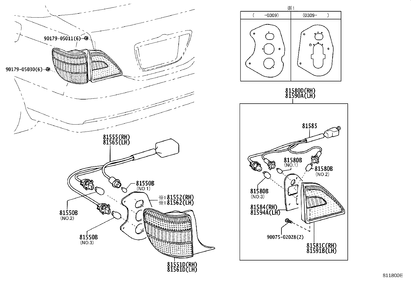 81551-51150 LENS & BODY, REAR COMBINATION LAMP, RH product image