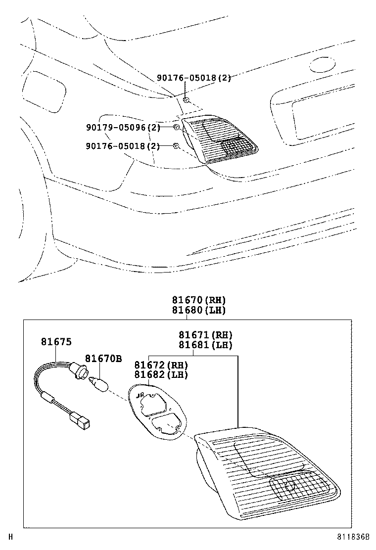 81580-33100 LAMP ASSY, BACK-UP, RH product image