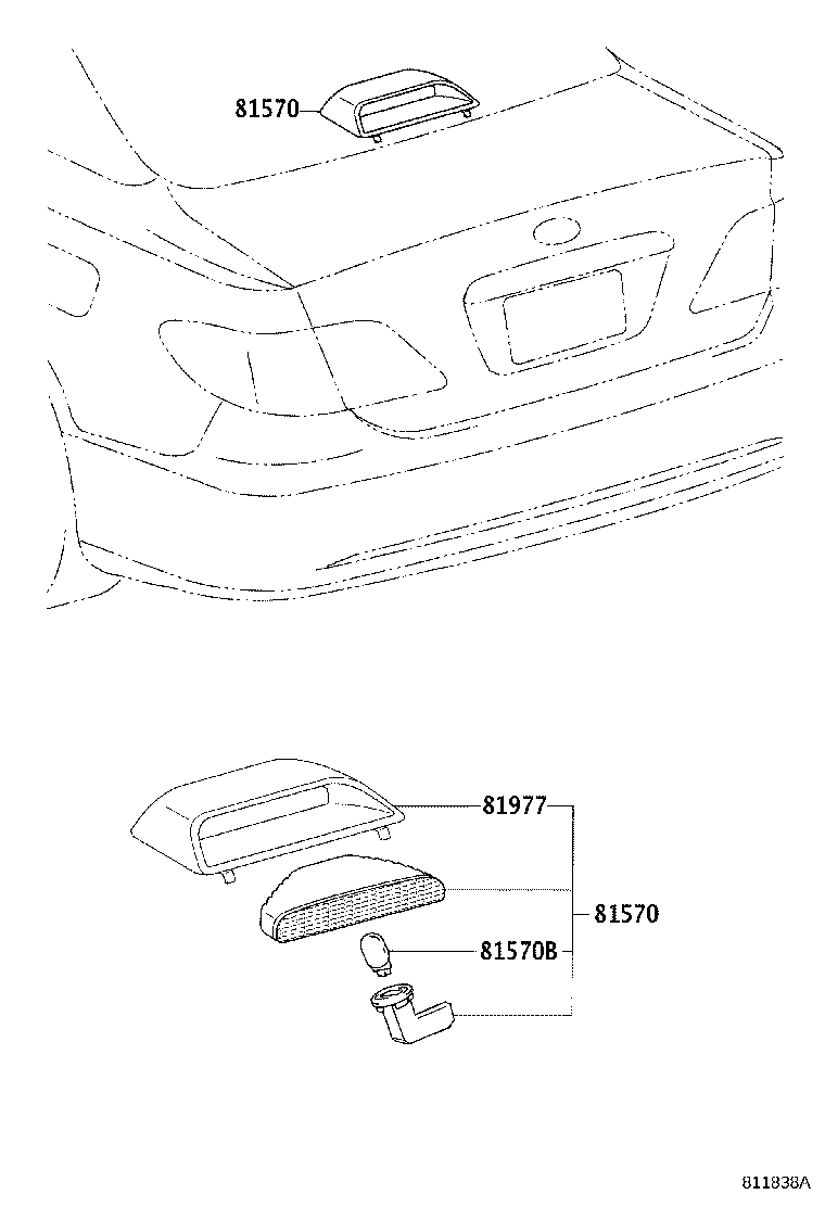 Toyota 81570-33120-B0 LAMP ASSY, CENTER STOP