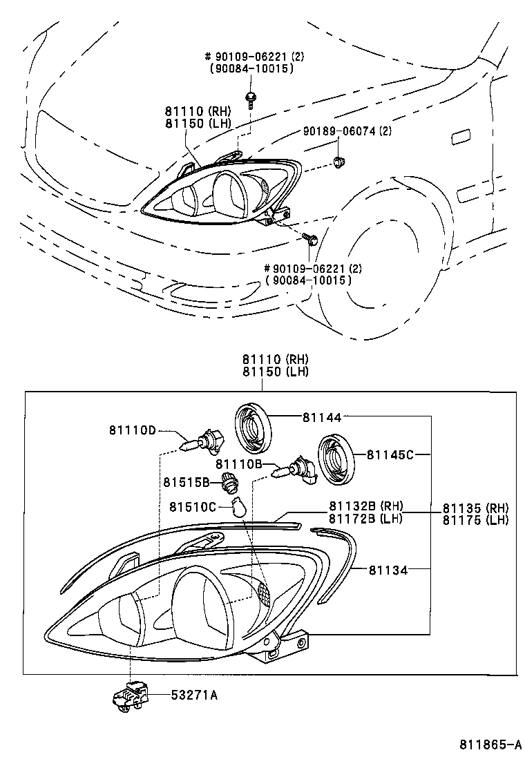 Toyota 81150-AA030 HEADLAMP ASSY, LH