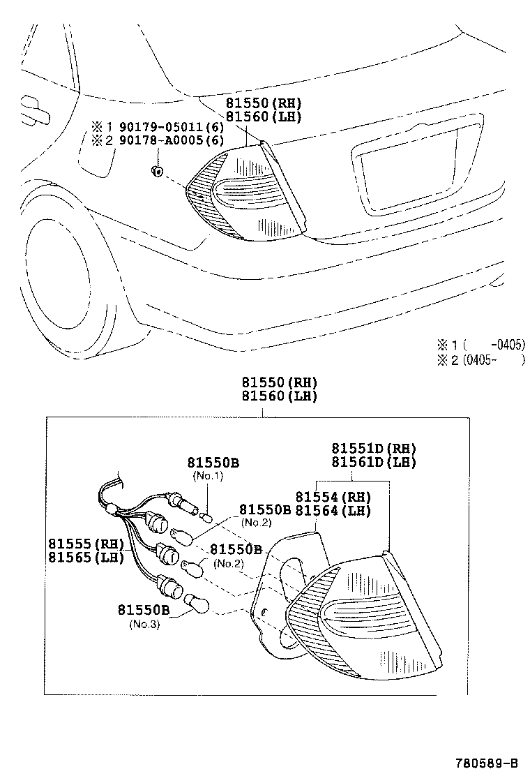 Toyota 81550-06220 LAMP ASSY, REAR COMBINATION, RH