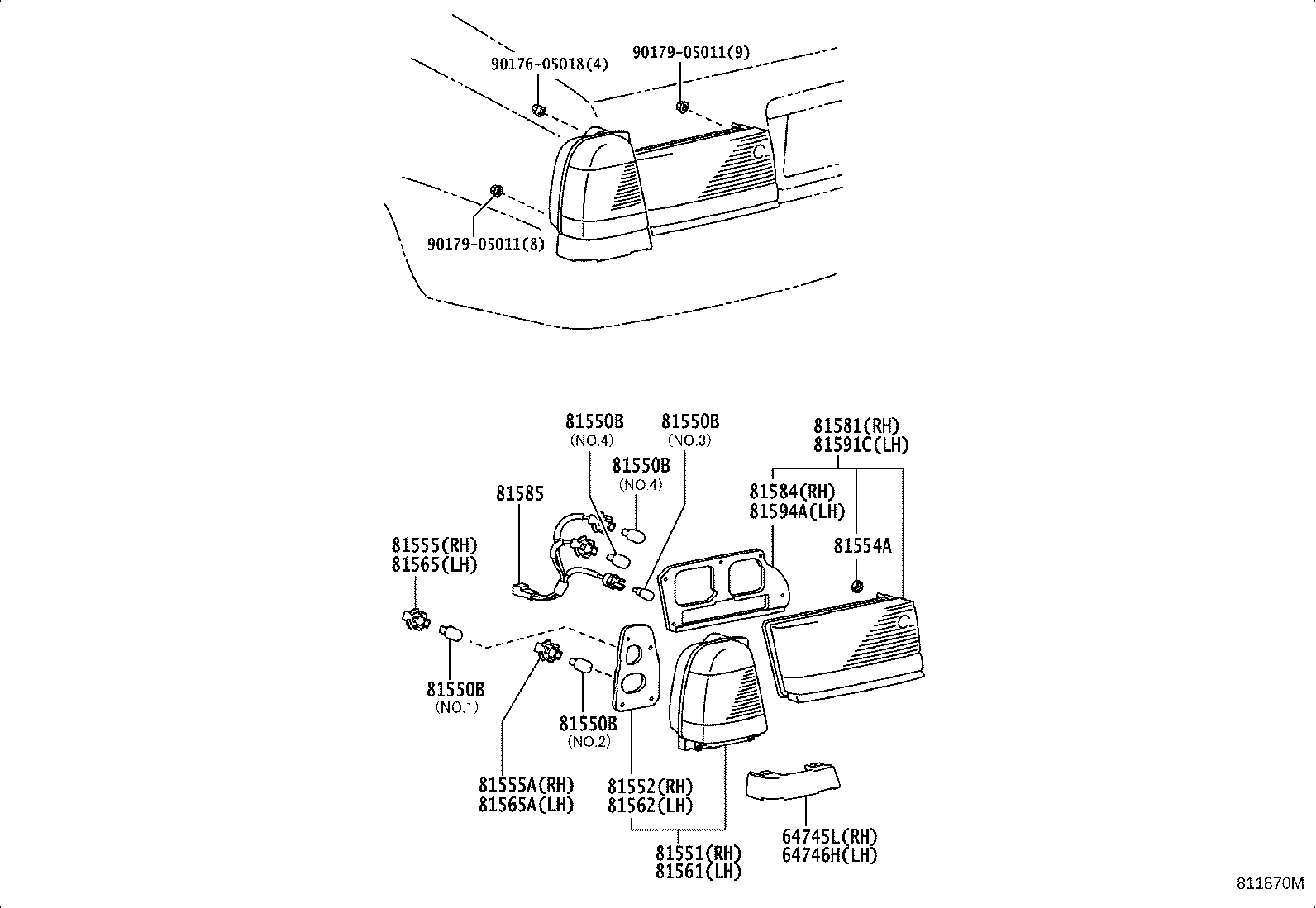 81585-43010 SOCKET & WIRE, REAR LAMP product image