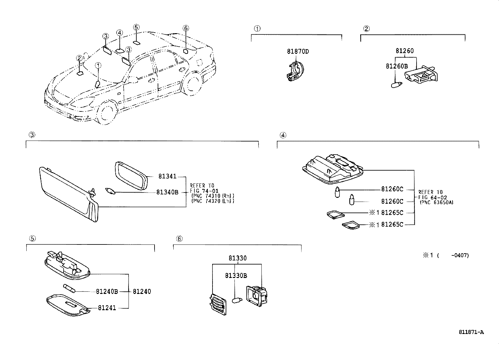 Toyota 81240-AA020-A0 LAMP ASSY, ROOM, NO.1