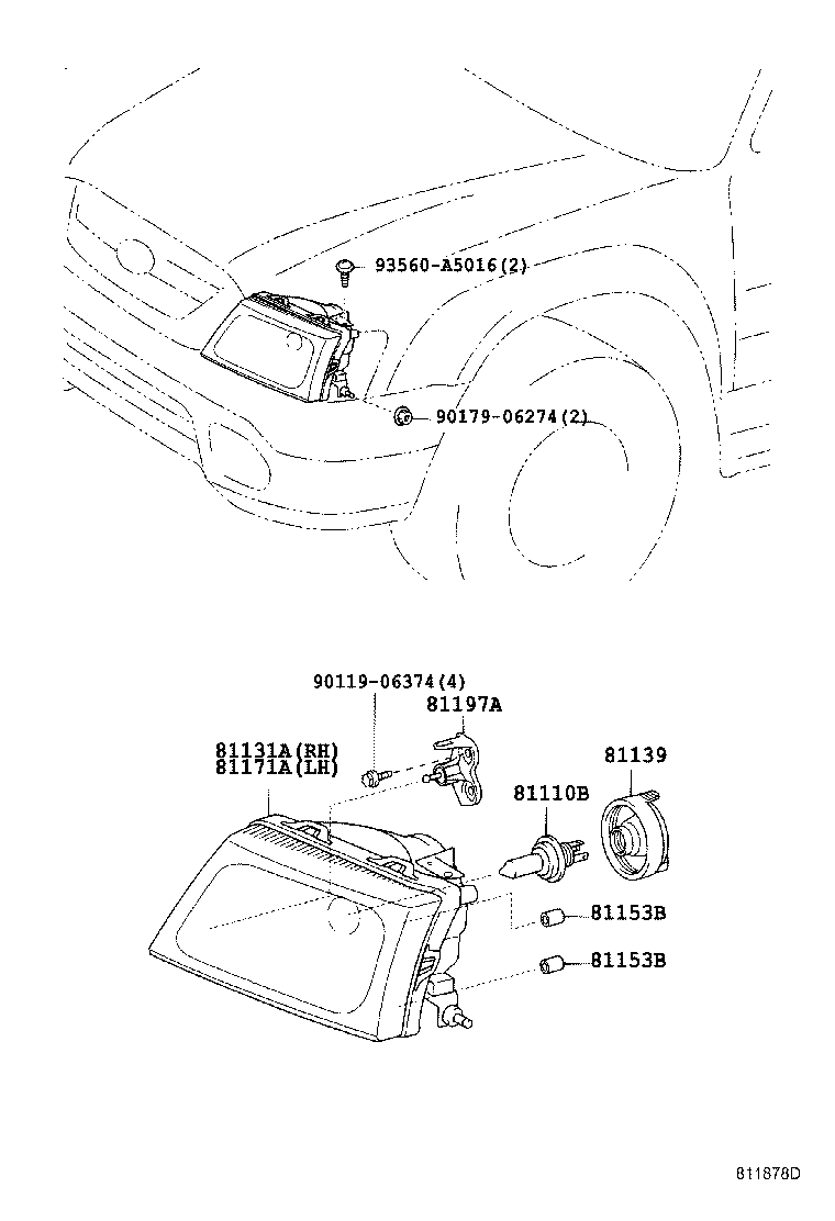 81130-35360 UNIT, HEADLAMP, RH product image