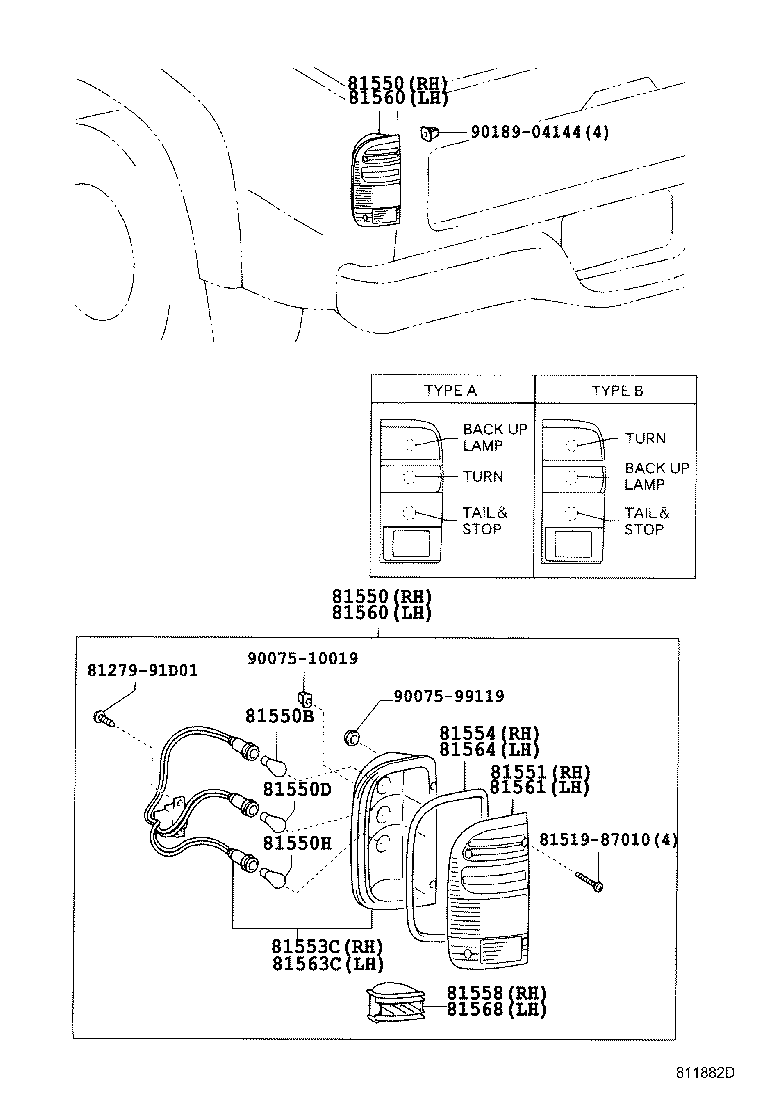 81550-04040 LAMP ASSY, REAR COMBINATION, RH product image