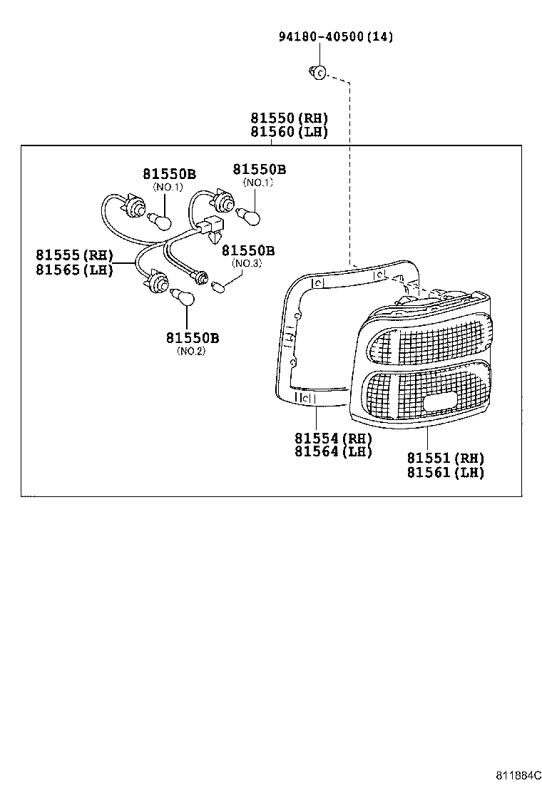 81550-36342 LAMP ASSY, REAR COMBINATION, RH product image