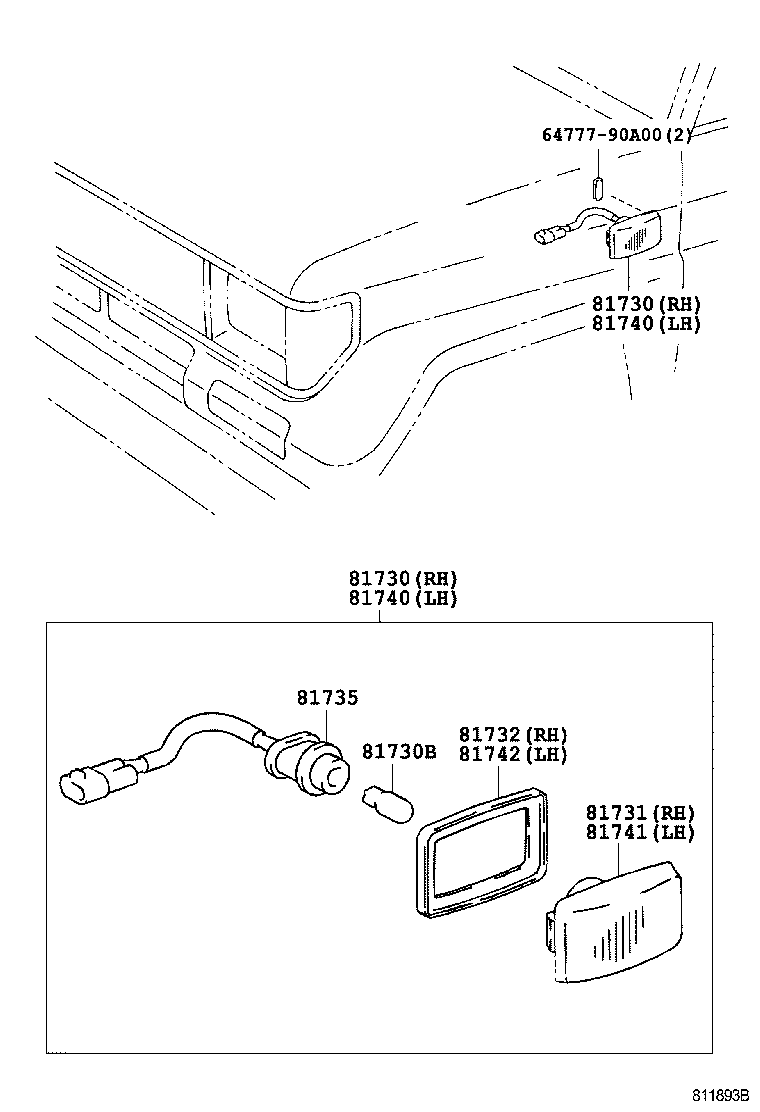 Toyota 81740-60080 LAMP ASSY, SIDE TURN SIGNAL, LH