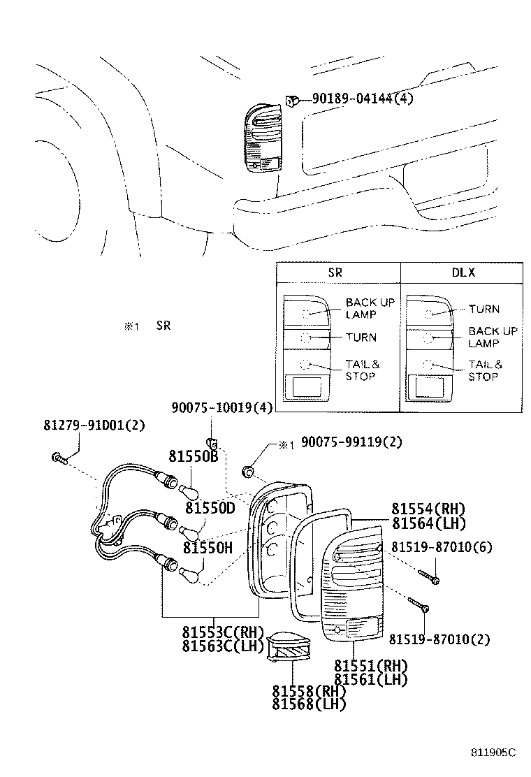 81550-35150 LAMP ASSY, REAR COMBINATION, RH product image